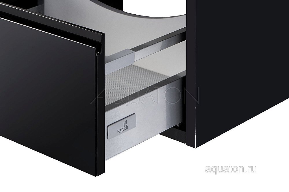 Тумба с раковиной Акватон Римини 60 черная глянцевая для ванной в интернет-магазине Sanbest