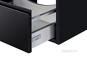 Тумба с раковиной Акватон Римини 60 черная глянцевая для ванной в интернет-магазине Sanbest