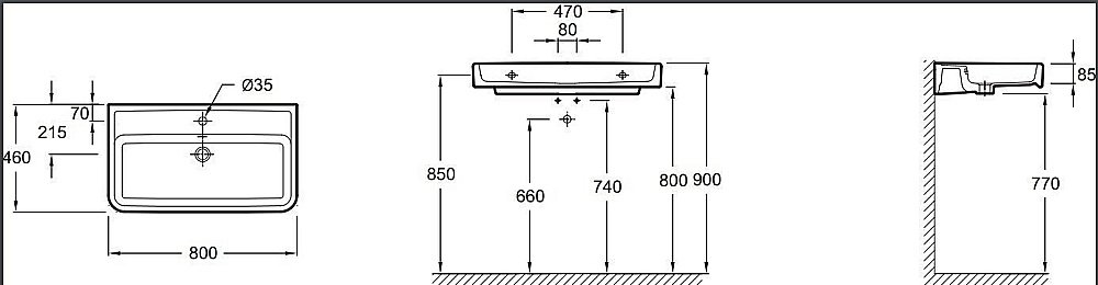 Раковина Jacob Delafon REPLAY 80 E4490-00 белая купить в интернет-магазине Sanbest