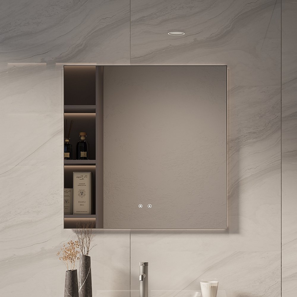 Зеркало LED Vincea VLM-4F800GM-2 80х80 вороненая сталь в ванную от интернет-магазине сантехники Sanbest