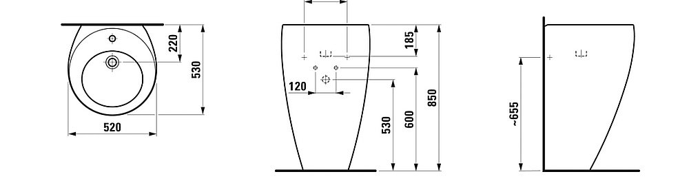 Раковина Laufen Alessi One 8.1197.2.400.104.1 белая купить в интернет-магазине Sanbest