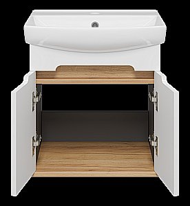 Тумба с раковиной Misty Сканди - 50 Э-Ска01050-011П белый/графит для ванной в интернет-магазине Sanbest