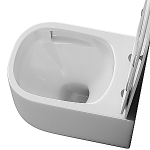 Унитаз подвесной Grossman Thin Rim GR-5605SQ белый, безободковый, с крышкой микролифт, слив торнадо купить в интернет-магазине Sanbest