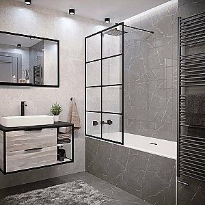 Шторка для ванны Grossman 100x150 GR-105100BLACK стекло прозрачное/профиль черный купить в интернет-магазине Sanbest