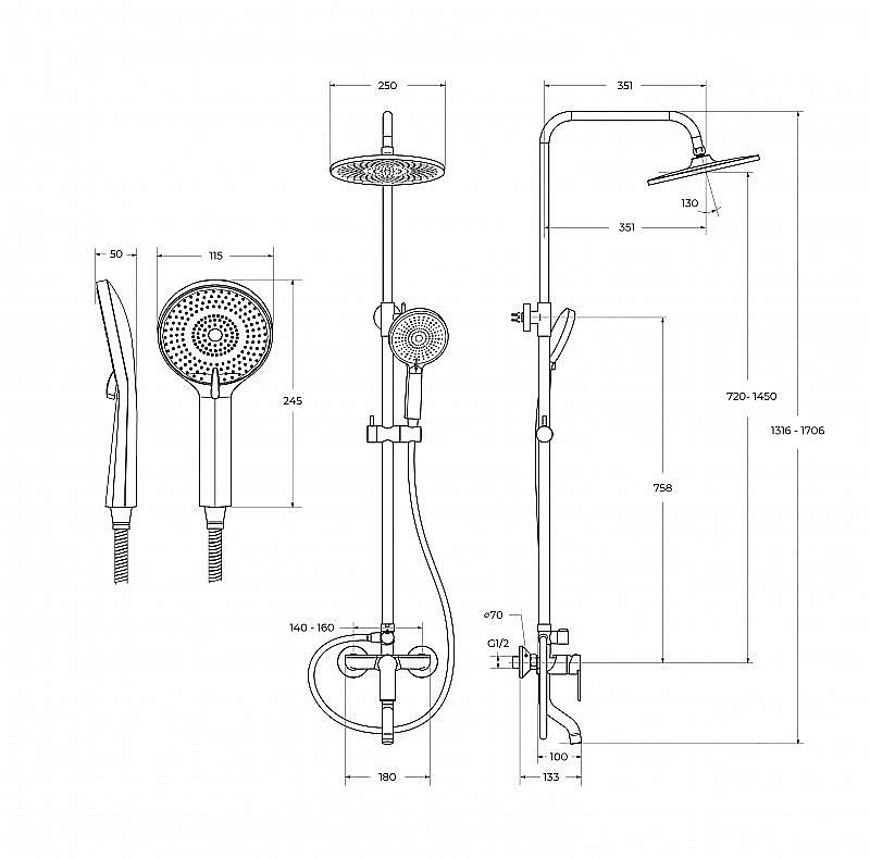 Душевая система BelBagno AURORA-VSCM-CRM хром купить в интернет-магазине сантехники Sanbest
