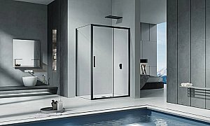 Душевой уголок Good Door Cofe WTW+SP 120х70 стекло прозрачное/профиль черный купить в интернет-магазине Sanbest