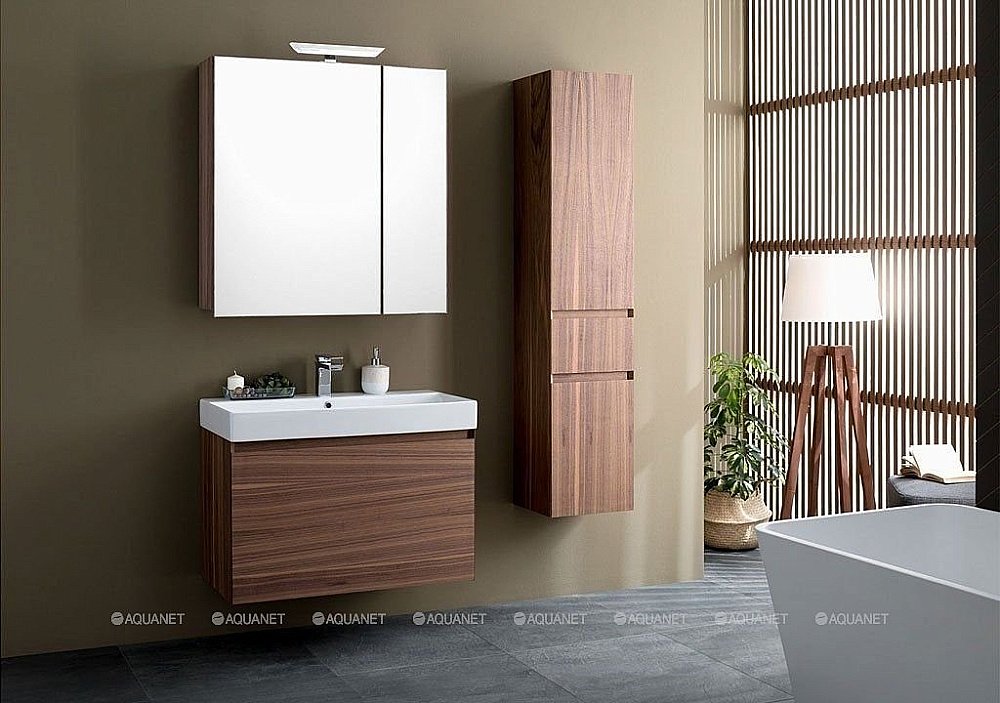 Зеркальный шкаф Aquanet Нью-Йорк 85 орех купить в интернет-магазине сантехники Sanbest