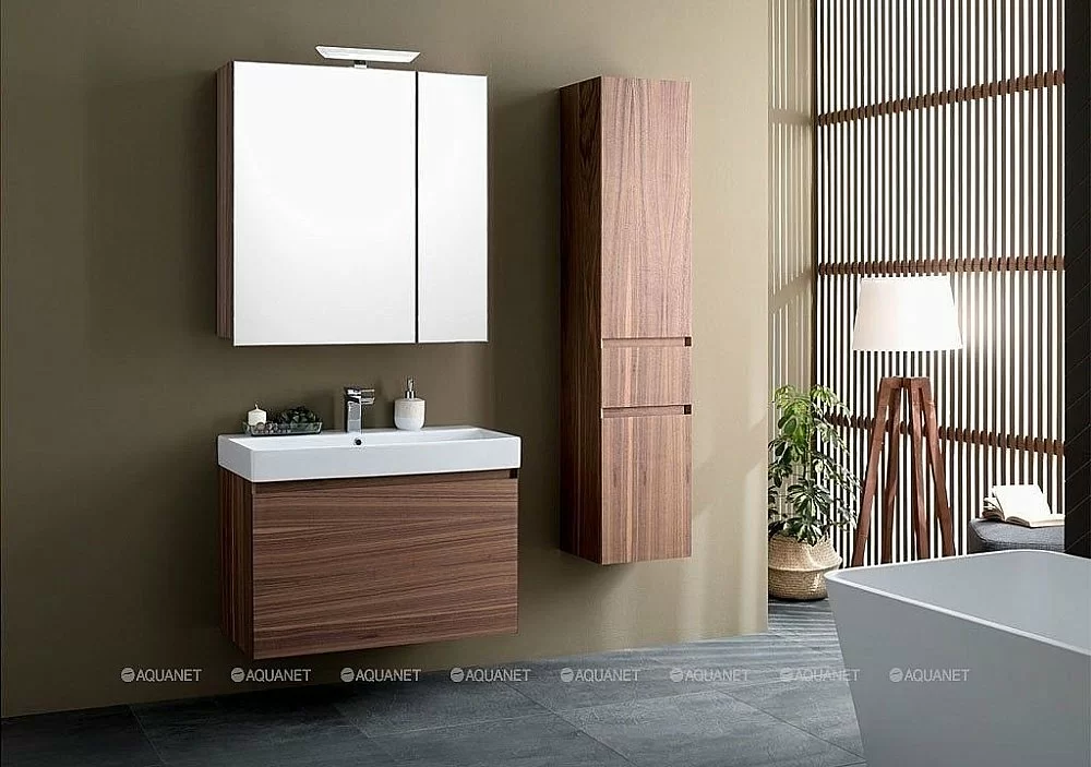 Зеркальный шкаф Aquanet Нью-Йорк 85 орех купить в интернет-магазине сантехники Sanbest