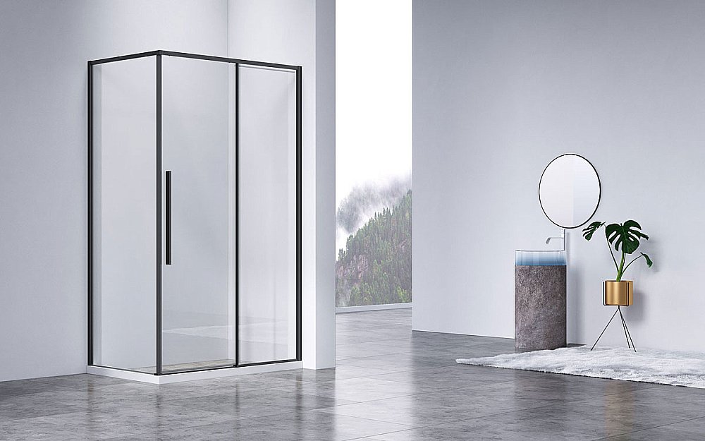 Душевой уголок Vincea SLIM-N VSR-4SN8014CLB 140x80 стекло прозрачное/профиль черный купить в интернет-магазине Sanbest
