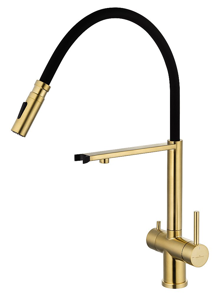 Смеситель для кухни WONZON & WOGHAND WW-88458009-BG брашированное золото купить в интернет-магазине сантехники Sanbest