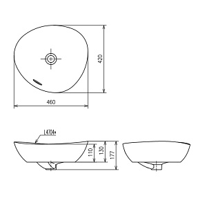 Раковина накладная TOTO TA L4704MTE#CMW 46 белая матовая купить в интернет-магазине Sanbest