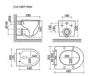Унитаз подвесной Ceramica Nova Whirl CN11007T белый, безободковый, с крышкой микролифт, слив торнадо купить в интернет-магазине Sanbest