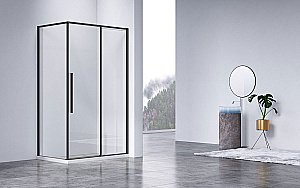 Душевой уголок Vincea SLIM-N VSR-4SN8014CLB 140x80 стекло прозрачное/профиль черный купить в интернет-магазине Sanbest