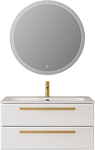 Тумба с раковиной Cezares ECO-CER-N 100 ECO-CER-N-1000-2C-SO-BL белая глянцевая для ванной в интернет-магазине Sanbest