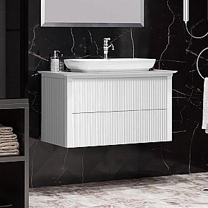 Тумба с раковиной Опадирис Рубинно 90 со столешницей, белая глянцевая для ванной в интернет-магазине Sanbest