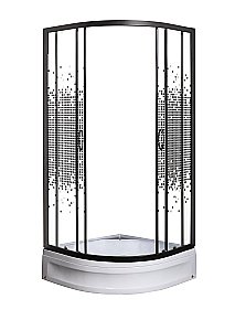 Душевой уголок с поддоном МОНОМАХ ДУ 90/180 МЗ BL 10000012466 90x90стекло прозрачное с рисунком/профиль черный купить в интернет-магазине Sanbest