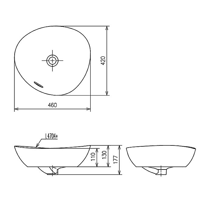 Раковина накладная Toto TA 46 L4704MTE#CMW белая матовая купить в интернет-магазине Sanbest