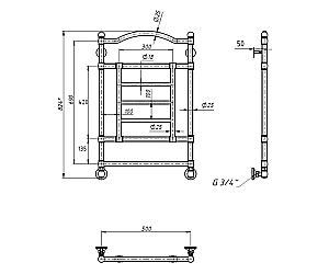 Полотенцесушитель водяной Bronze de Luxe Омега 800х500 хром купить в интернет-магазине сантехники Sanbest