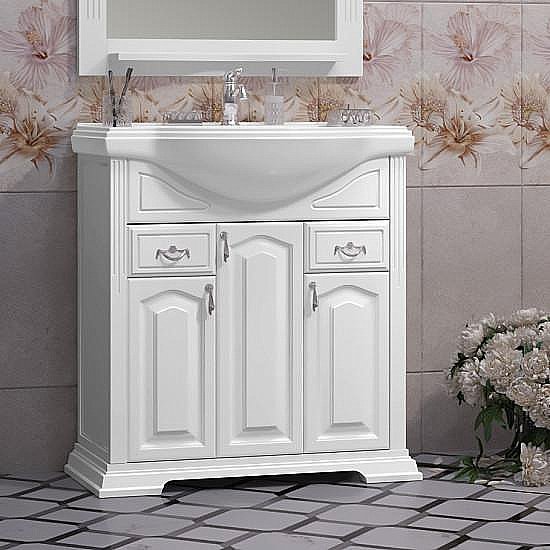 Тумба с раковиной Опадирис Риспекто 80 белая матовая для ванной в интернет-магазине Sanbest