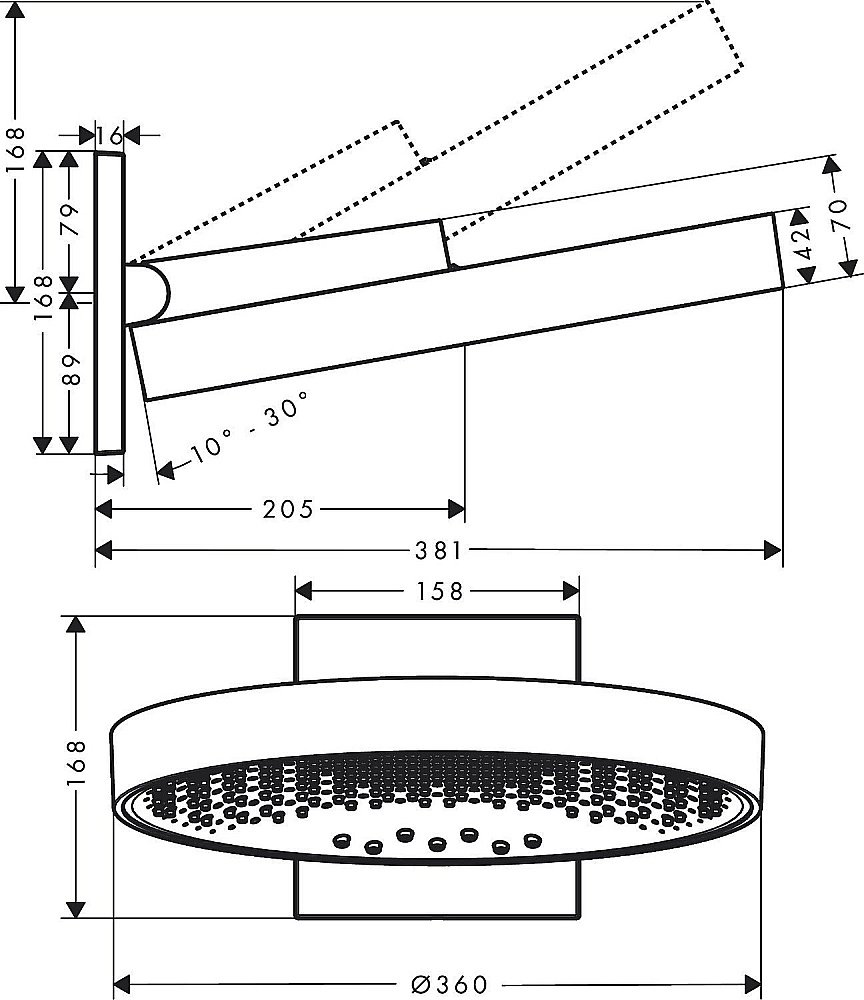 Верхний душ Hansgrohe Rainfinity 360 3jet 26234670 купить в интернет-магазине сантехники Sanbest