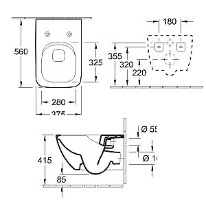 Унитаз подвесной Villeroy&Boch Venticello 4611R0R1 альпийский белый, безободковый купить в интернет-магазине Sanbest