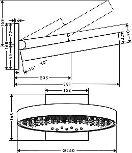 Верхний душ Hansgrohe Rainfinity 360 3jet 26234670 купить в интернет-магазине сантехники Sanbest