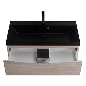 Тумба с раковиной Belbagno MARINO 80 серый дуб/черная раковина для ванной в интернет-магазине Sanbest