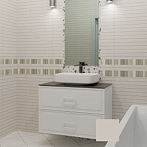 Тумба с раковиной La Fenice Cubo Twin 80 бежевая матовая, столешница черная/ручки белые для ванной в интернет-магазине Sanbest