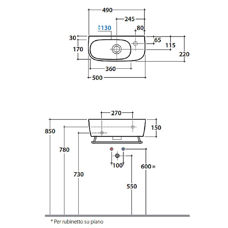 Раковина подвесная Globo Genesis 50 GE046.BI*0 белая купить в интернет-магазине Sanbest
