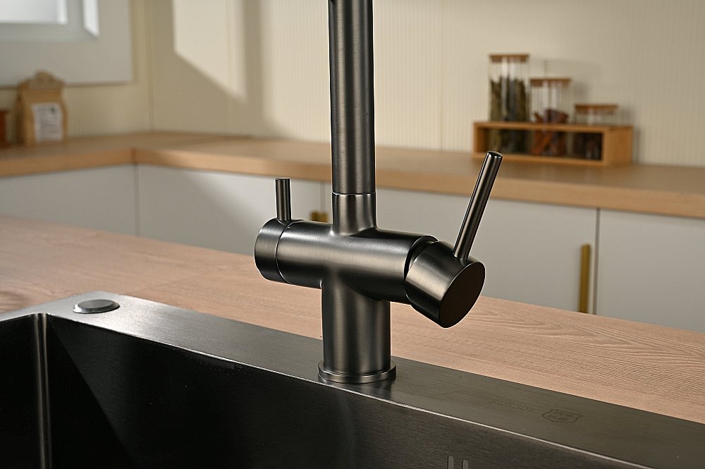 Смеситель для кухни Vincea VKF-120GM вороненая сталь купить в интернет-магазине сантехники Sanbest