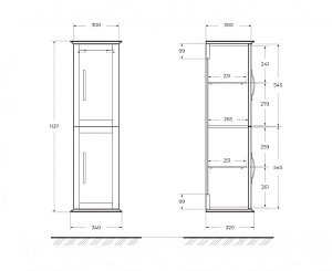 Пенал Cezares Tiffany 34 55247 Grigio Nuvola для ванной в интернет-магазине сантехники Sanbest