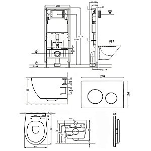 Унитаз подвесной Orange CI07-100W+APB144 безободковый, с крышкой микролифт, с инсталляцией, белый/кнопка черная купить в интернет-магазине Sanbest