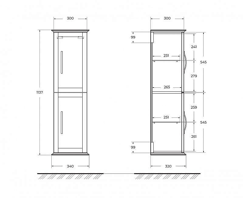 Пенал Cezares Tiffany 34 55247 Grigio Nuvola для ванной в интернет-магазине сантехники Sanbest