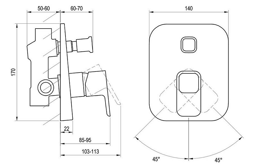 Смеситель для душа Ravak 10° TD 061.00 хром купить в интернет-магазине сантехники Sanbest