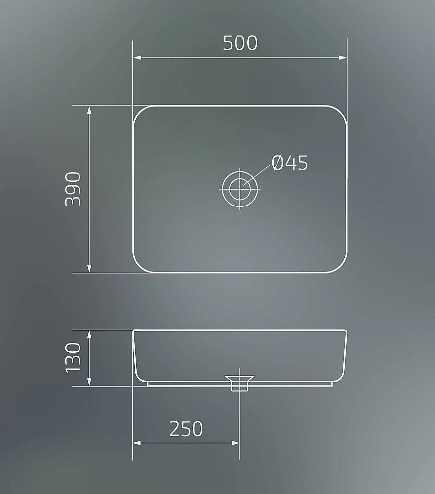 Раковина накладная Gid Geometrico 50 BL1304 53351 черная купить в интернет-магазине Sanbest