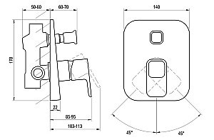 Смеситель для душа Ravak 10° TD 061.00 хром купить в интернет-магазине сантехники Sanbest