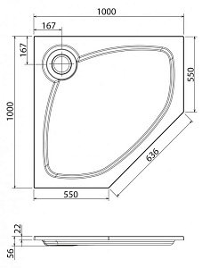 Душевой поддон Cezares TRAY-S-P-100-56-W 100х100 белый купить в интернет-магазине Sanbest