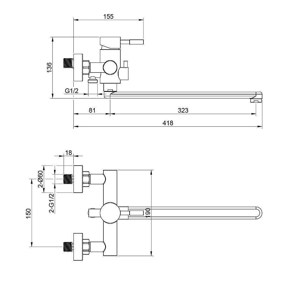 Смеситель для ванны Olive's BALEAR 13221BLB черный купить в интернет-магазине сантехники Sanbest