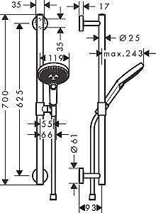 Душевая гарнитура Hansgrohe Raindance Select S 120 3jet 26320000 купить в интернет-магазине сантехники Sanbest