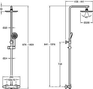Душевая система с термостатом Jacob Delafon BRIVE E24444-CP купить в интернет-магазине сантехники Sanbest
