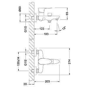 Смеситель для ванны Lemark Nero LM0214C купить в интернет-магазине сантехники Sanbest