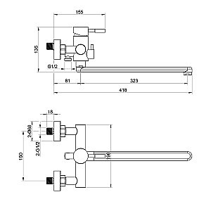 Смеситель для ванны Olive's BALEAR 13221BLB черный купить в интернет-магазине сантехники Sanbest