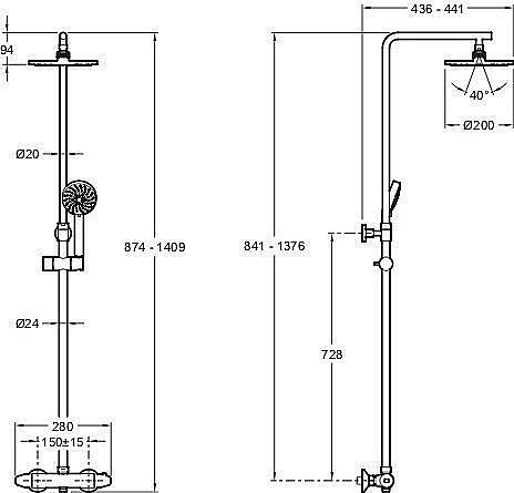 Душевая система с термостатом Jacob Delafon BRIVE E24444-CP купить в интернет-магазине сантехники Sanbest