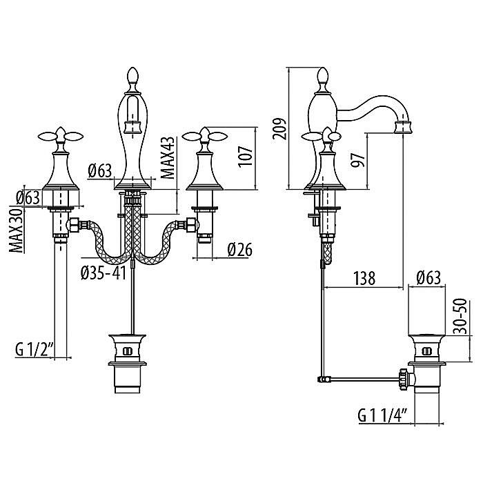 Смеситель для раковины Gattoni Timor 1810018V0br купить в интернет-магазине сантехники Sanbest