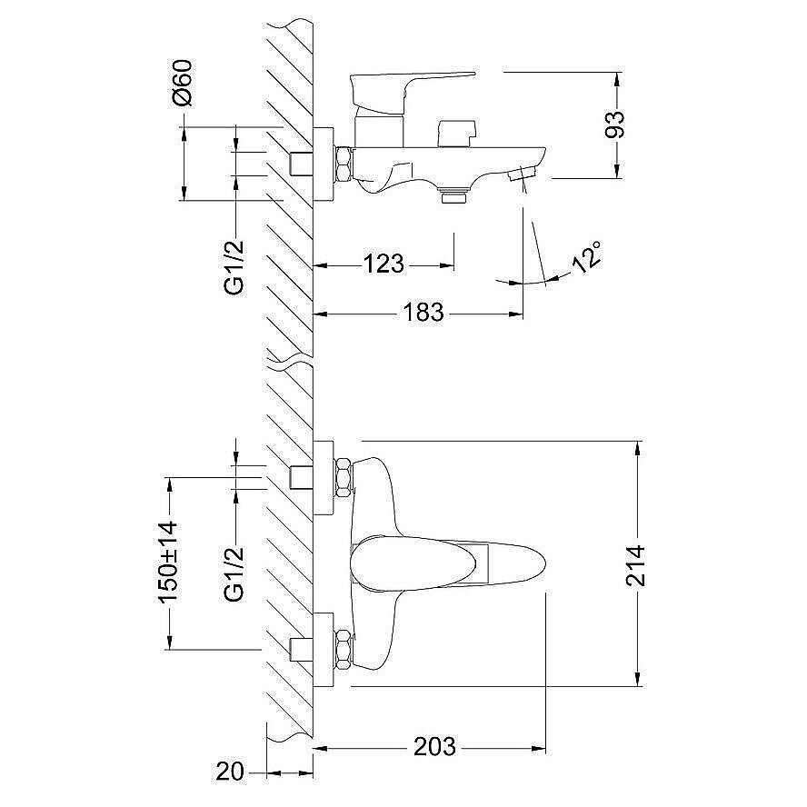 Смеситель для ванны Lemark Nero LM0214C купить в интернет-магазине сантехники Sanbest