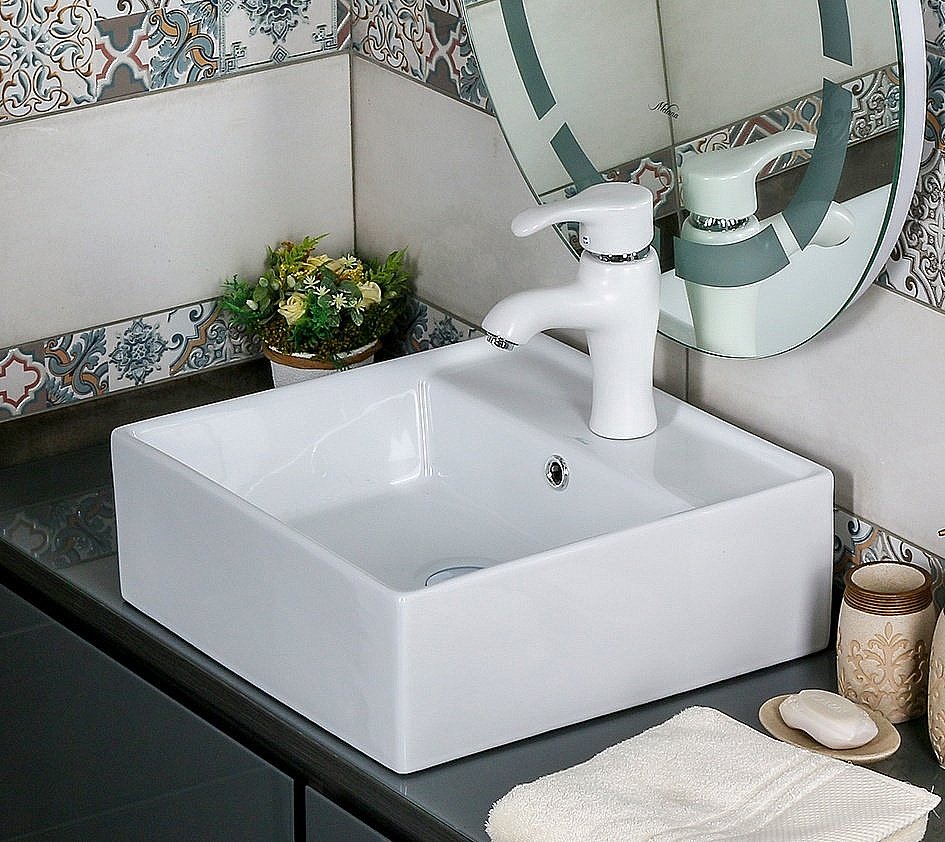 Раковина Melana 7063B-805 белая купить в интернет-магазине Sanbest