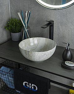 Раковина накладная Gid Esfera 32 Mnc487 54435 белая мрамор купить в интернет-магазине Sanbest