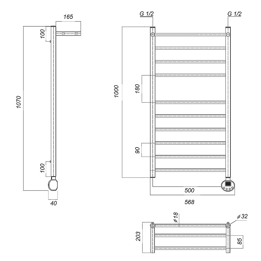 Полотенцесушитель электрический Domoterm Медея сп П10 500x1000 E хром купить в интернет-магазине сантехники Sanbest