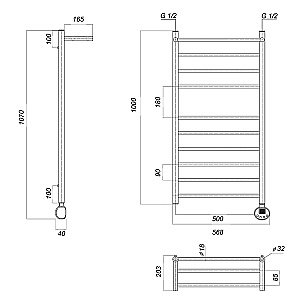 Полотенцесушитель электрический Domoterm Медея сп П10 500x1000 E хром купить в интернет-магазине сантехники Sanbest