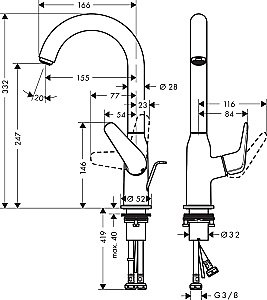 Смеситель для раковины Hansgrohe Novus 240 71126000 купить в интернет-магазине сантехники Sanbest